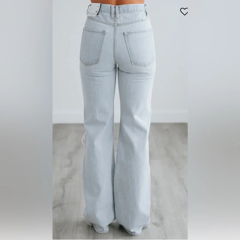 KanCan Light Blue High-Rise Distressed Flare Jeans